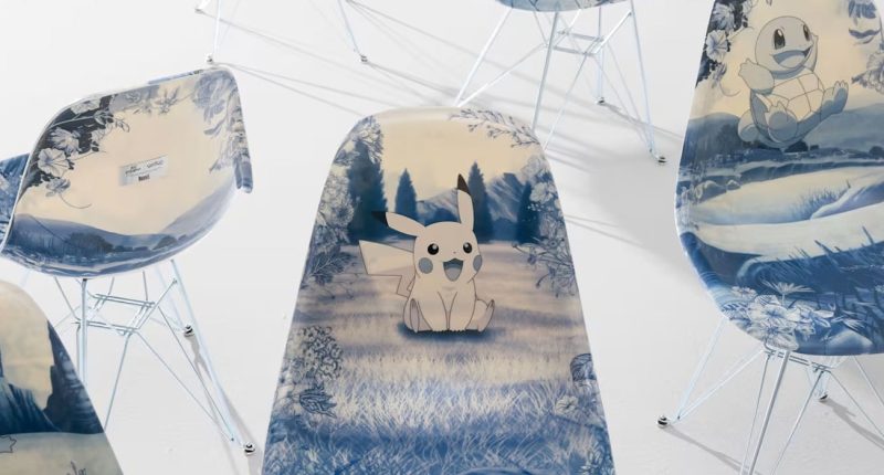 100 Thieves Pokemon Modernica porselen desenli sandalyeler