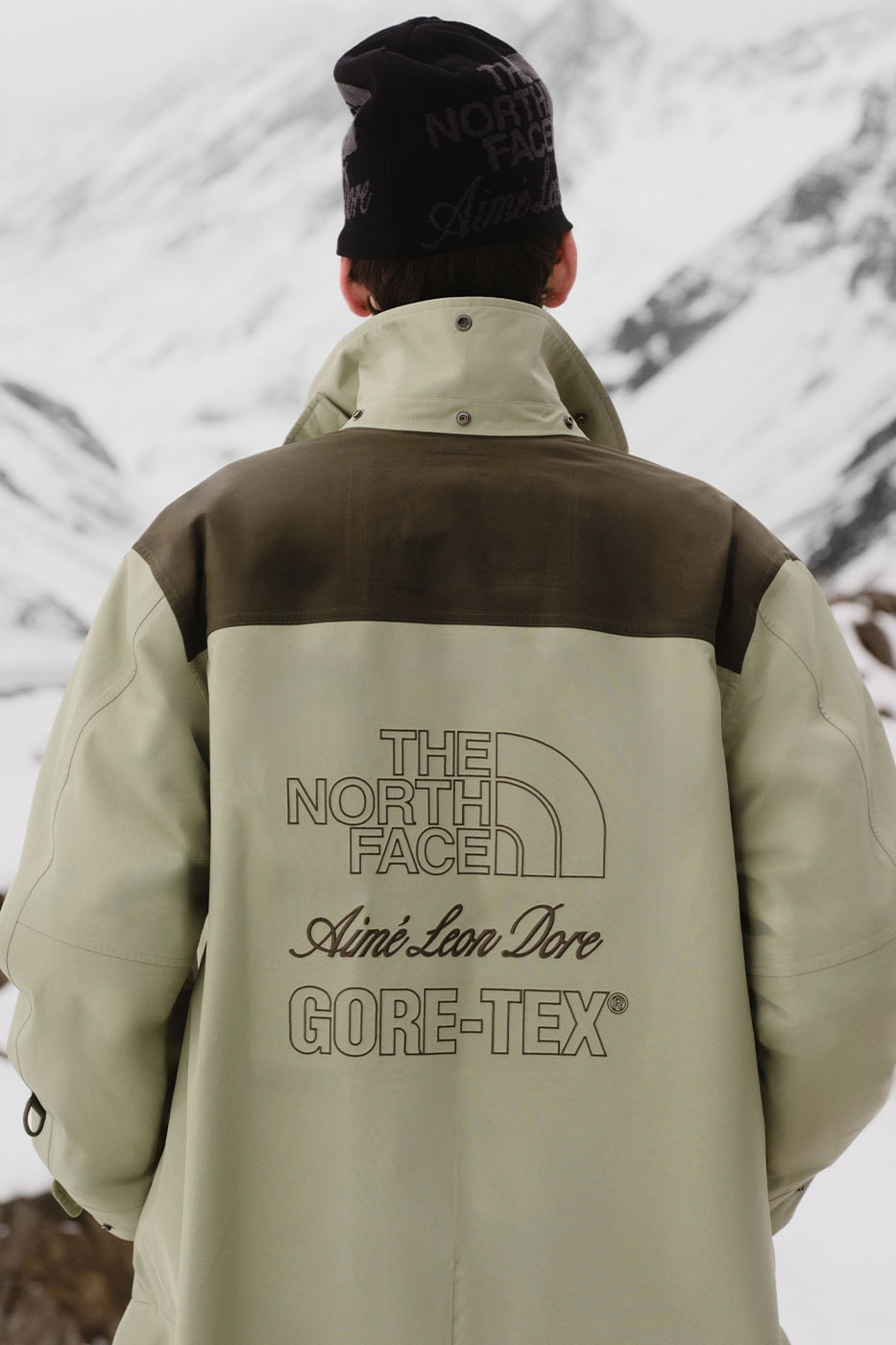 Montun sırtındaki The North Face ve Aime Leon Dore GORE-TEX baskısı