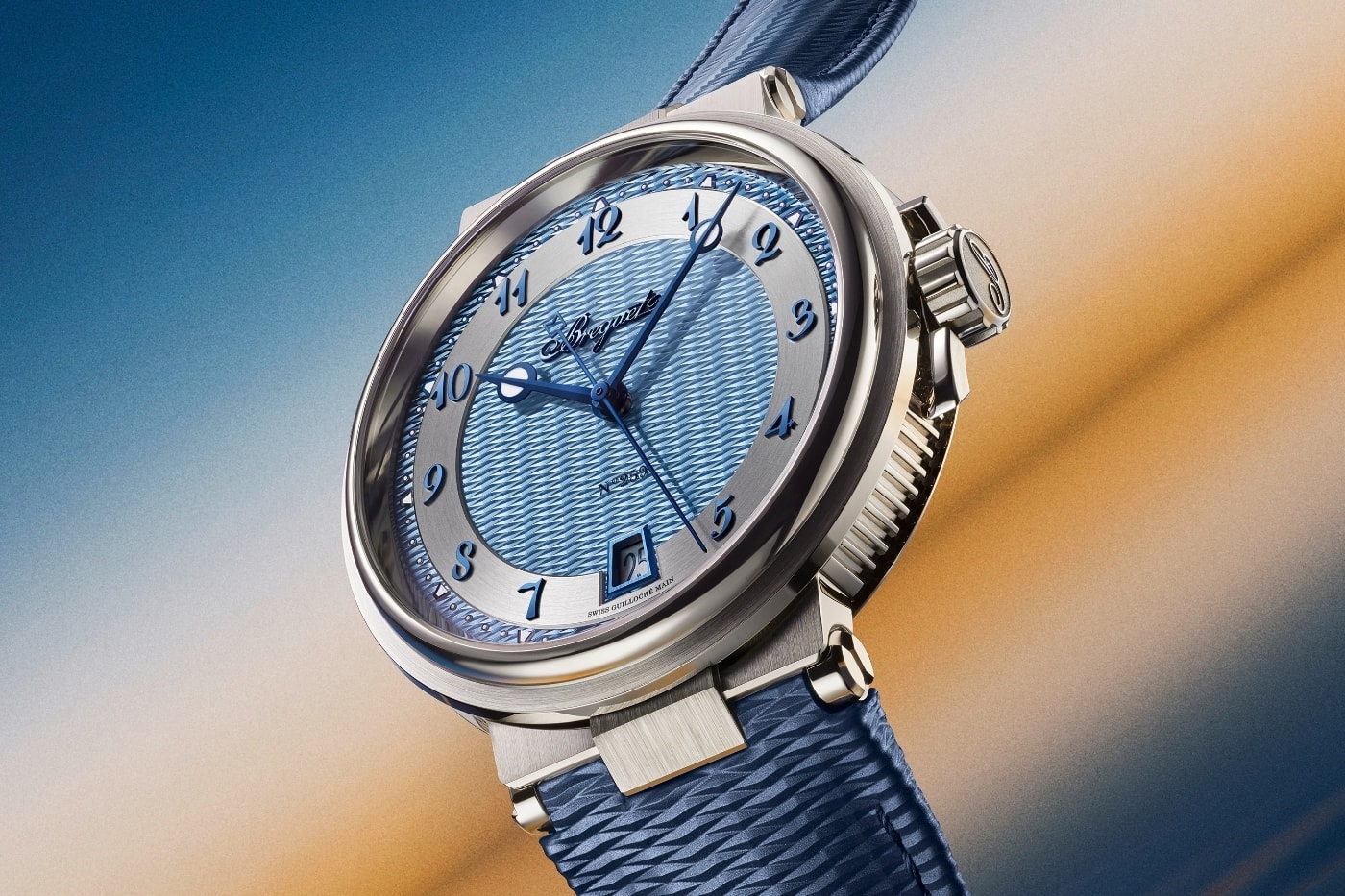 Mavi guilloché kadranlı Breguet Marine 5517