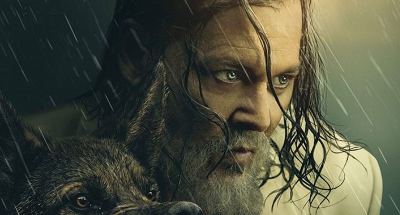 Day Drinker afişinde yağmur altında Johnny Depp ve bir köpek