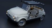 Fiat 500 Jolly Spiaggina konseptinin çizgili tenteli ön görünümü