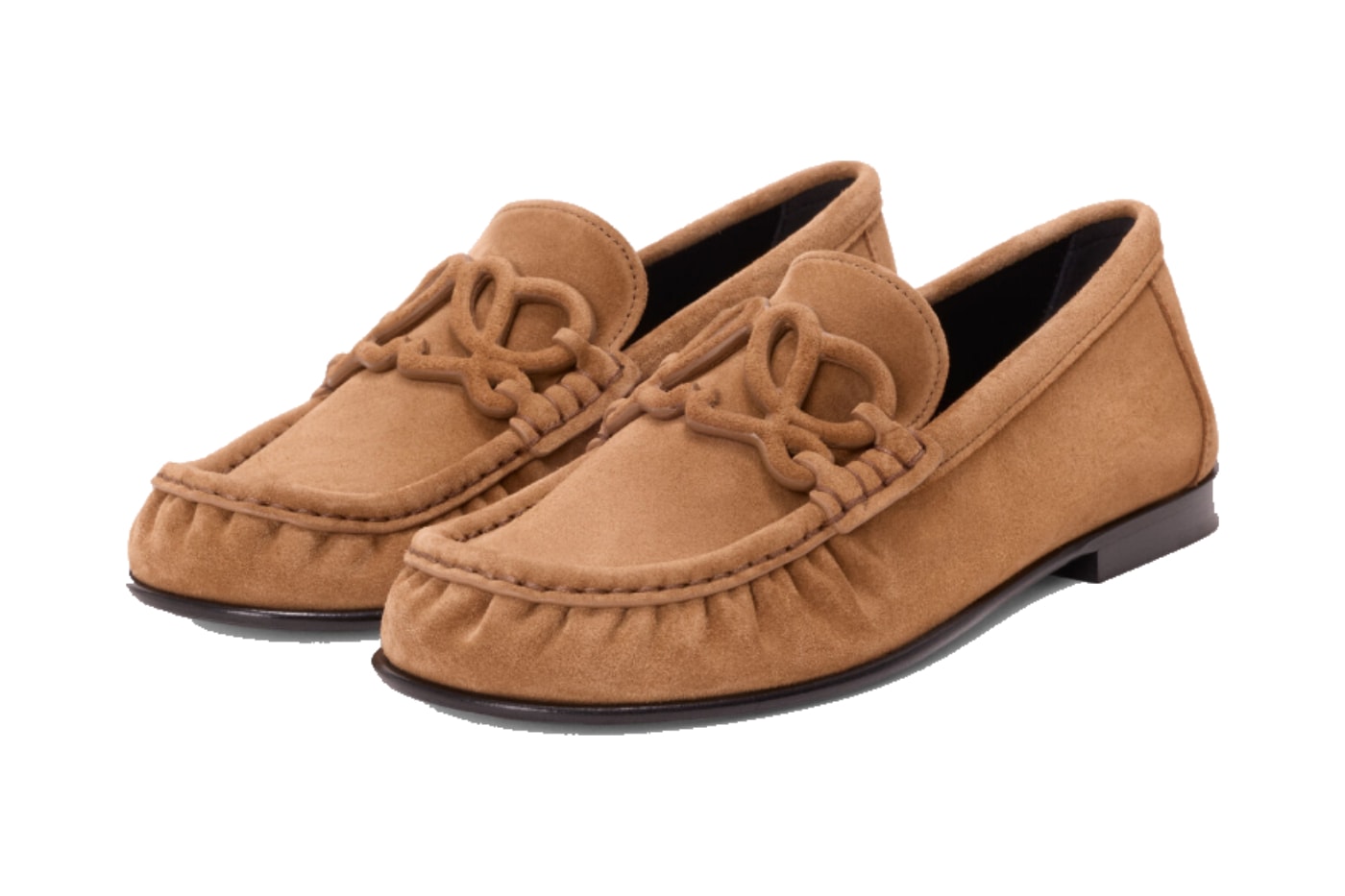 Caramel Latte süet Loewe loafer çifti