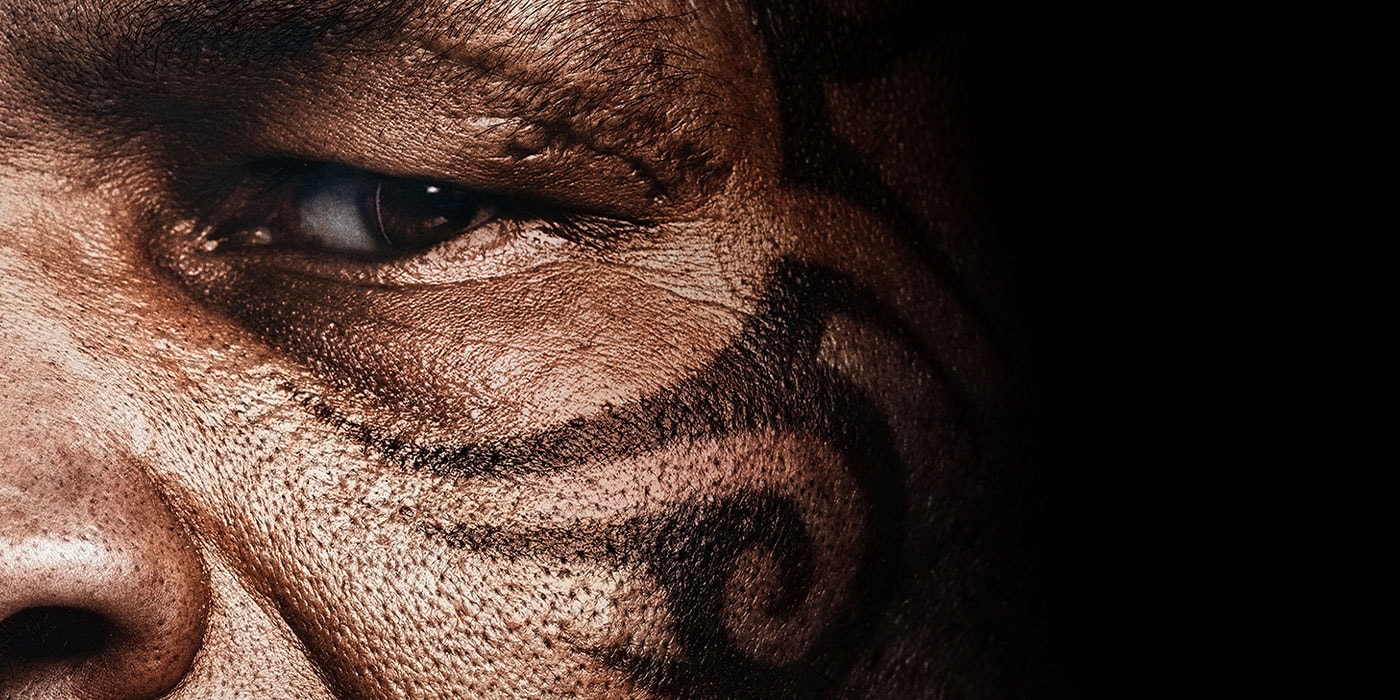 Mike Tyson belgeselinin tanıtımında boksörün yüzü ve dövmesi