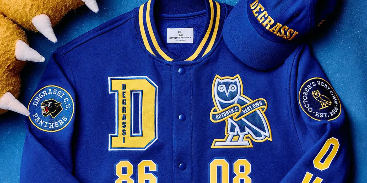 OVO Degrassi varsity ceketinde Panthers ve baykuş armaları
