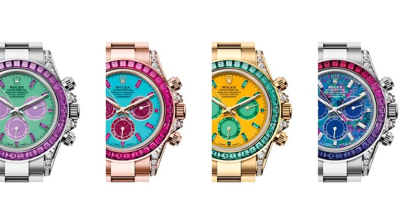 Rolex Daytona Four Seasons koleksiyonunun dört tek örnek saati yan yana