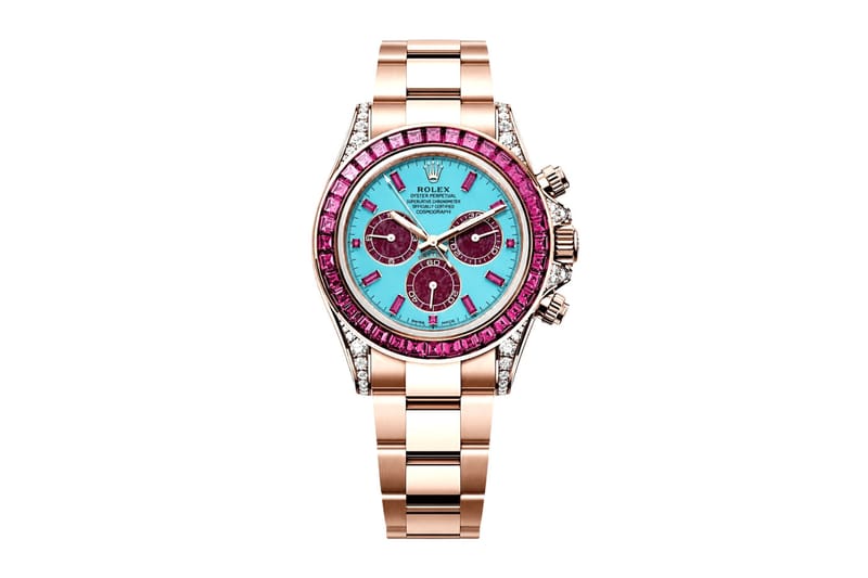 Turkuaz kadran ve pembe safirlerle Everose altın Summer modeli