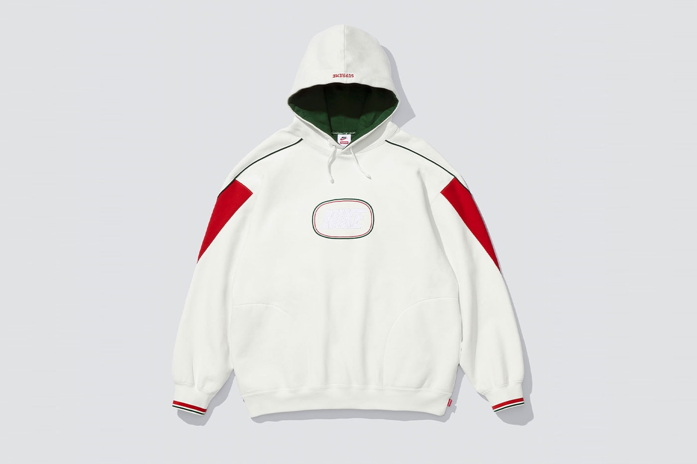 Supreme Nike beyaz kapüşonlu sweatshirt önden
