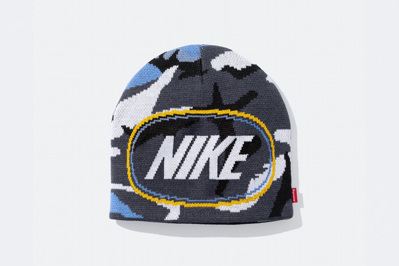 Supreme Nike mavi kamuflaj oval logolu bere