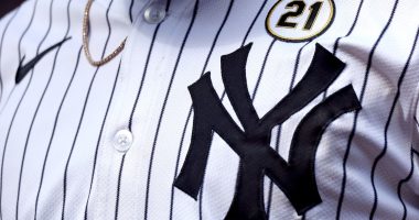 New York Yankees formasındaki NY logosu ve numara yaması