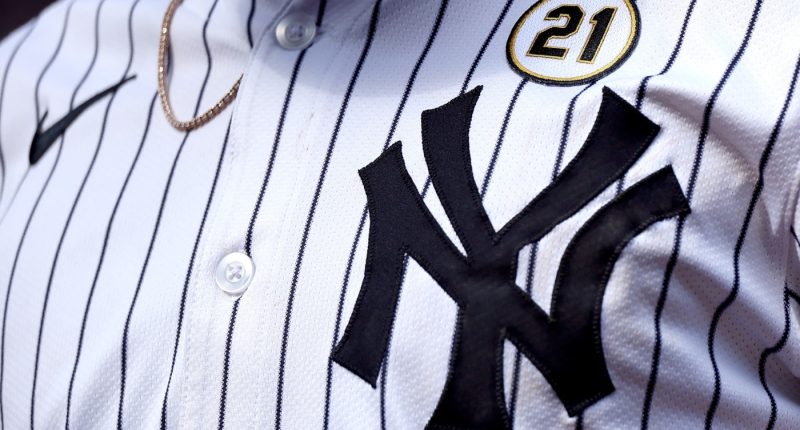 New York Yankees formasındaki NY logosu ve numara yaması