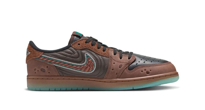 Turkuaz detaylı kahverengi Jordan 1 Low iç yan