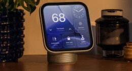 Apple HomeView rafta, ekranda termostat, saat ve ev kontrolleri