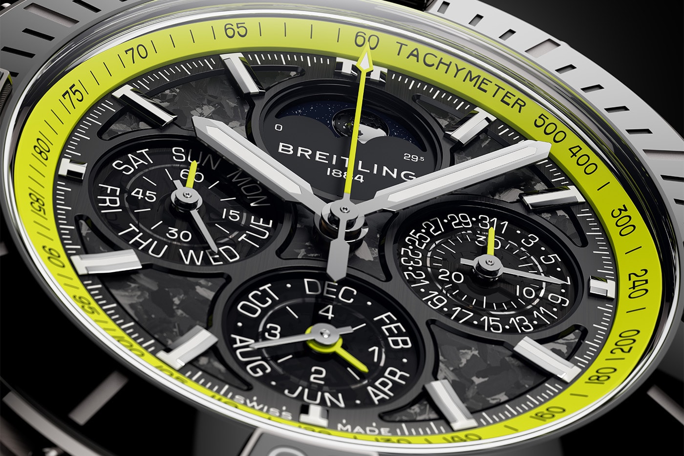 Breitling Aston Martin Valhalla saatinin sürekli takvim kadranı
