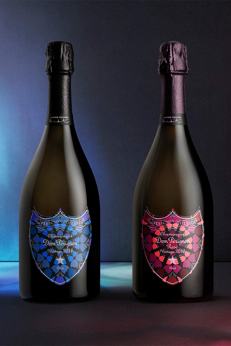 Dom Pérignon Damien Hirst iş birliğinde iki şişe yan yana