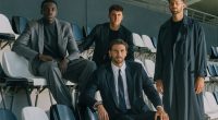 Giorgio Armani Juventus takımları giyen futbolcular tribünde