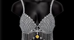 Kylie Jenner Fantasy Bra için Jacob & Co. imzalı elmas sütyen önden