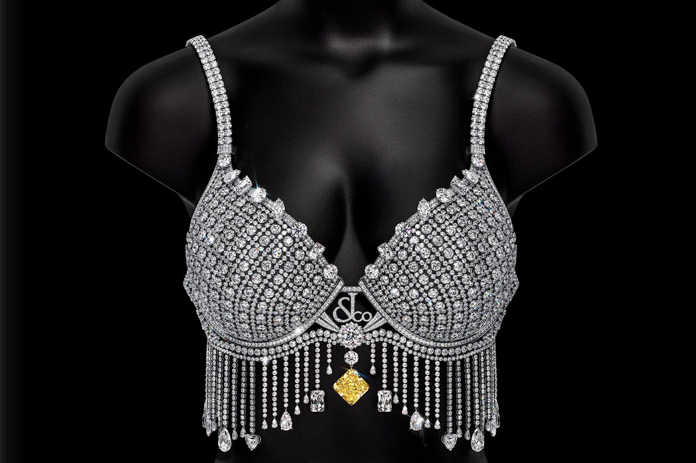 Kylie Jenner Fantasy Bra için Jacob & Co. imzalı elmas sütyen önden