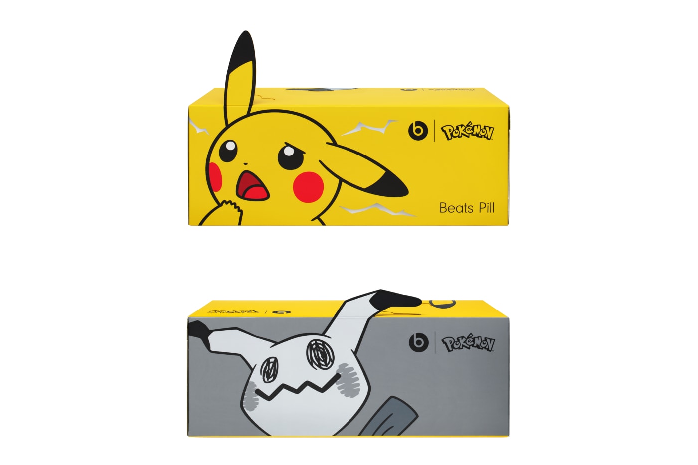Pokémon Beats Pill için Pikachu ve Mimikyu temalı kutular