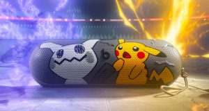 Pokémon Beats Pill, şimşekli bir sahnede Pikachu ve Mimikyu tasarımıyla
