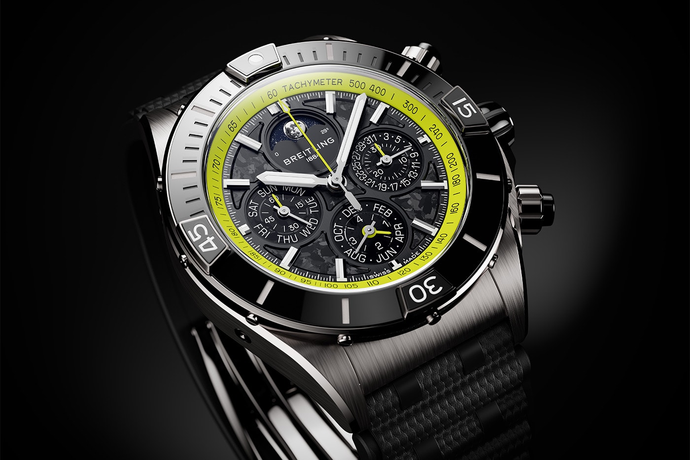 Siyah bezelli Super Chronomat B19 44 Perpetual Calendar