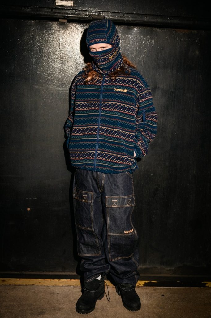 Supreme Timberland: Desenli Polartec balaklava ve polar