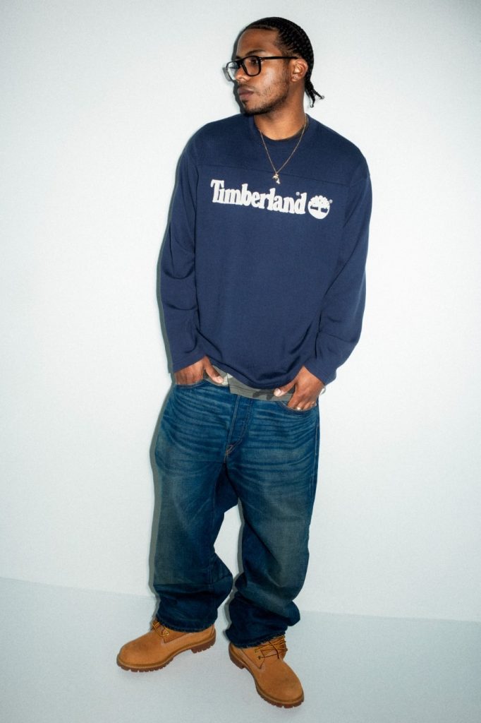 Timberland logolu lacivert Football Top ve kot