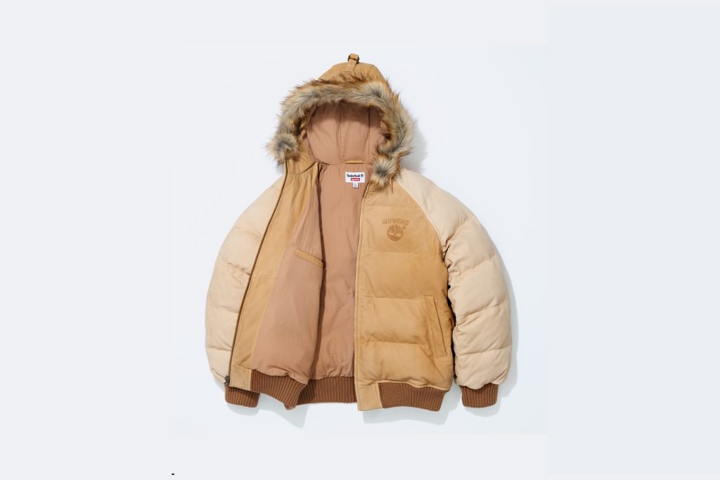 Supreme Timberland: Süet puf mont açık fermuarla