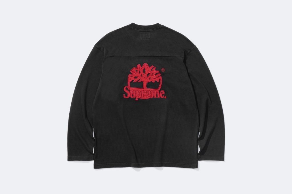 Supreme Timberland: Siyah Football Top arkadan, kırmızı logolu