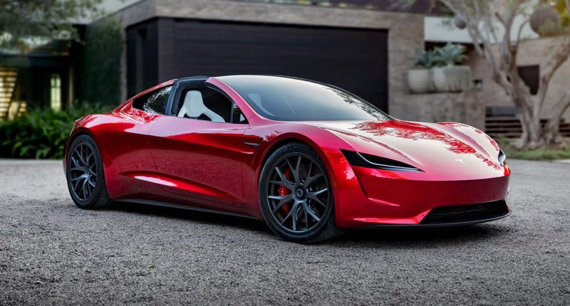 Kırmızı Tesla Roadster prototipi
