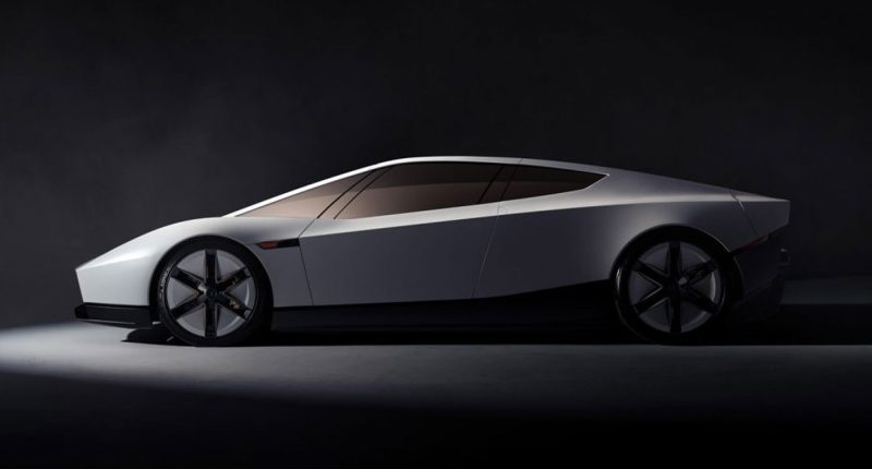 Uçan Tesla Roadster yandan görünüm