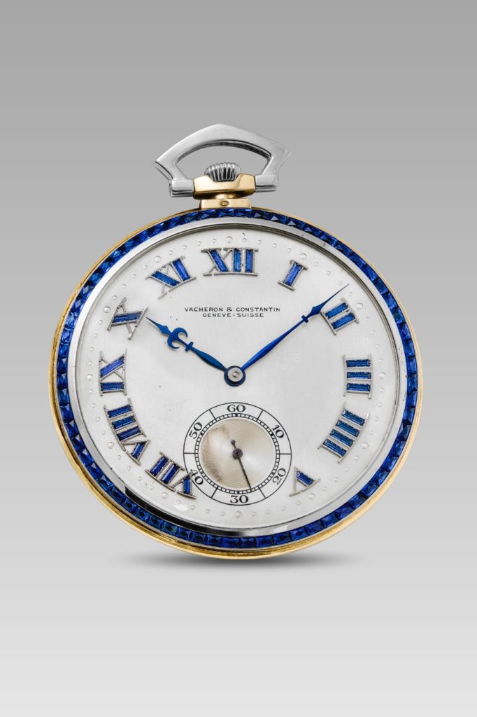Safir taşlı bezeli ve Roma rakamlı Art Deco cep saati